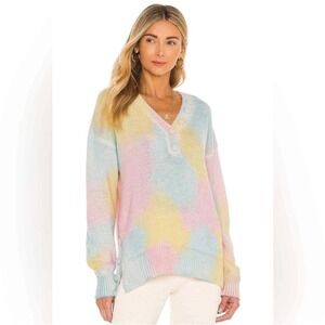 LoveShackFancy Naveen Fairy Tale Pullover Sweater V Neck Pastel Tie Dye Medium